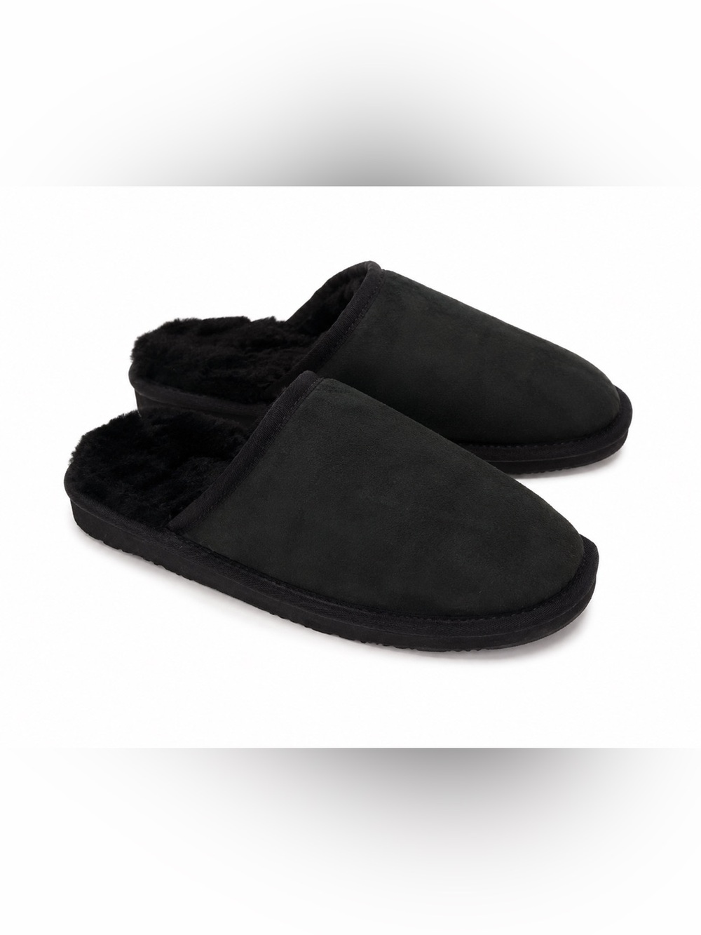 Men’s Australia Luxe Collective Mool Sheepskin Slippers Black Fuzzy Warm Size 8